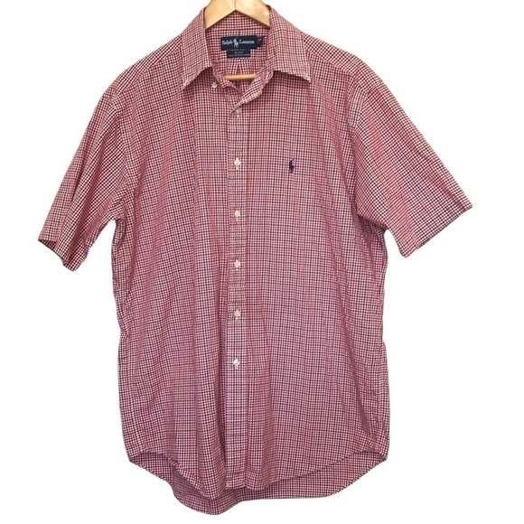 RALPH Lauren red plaid Blake shirt sleeve button down shirt size Medium - Picture 1 of 9